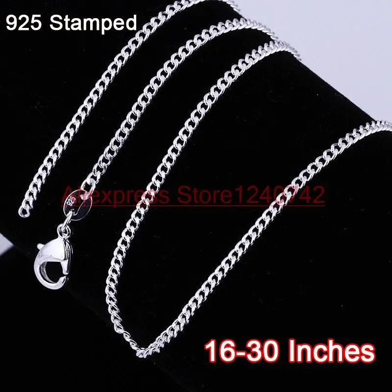 20 pcs Genuine 925 Sterling Silver Chain Lobster Necklace Women Jewelry 16-30 inch Accessories Wholesale Dropshipping Retail