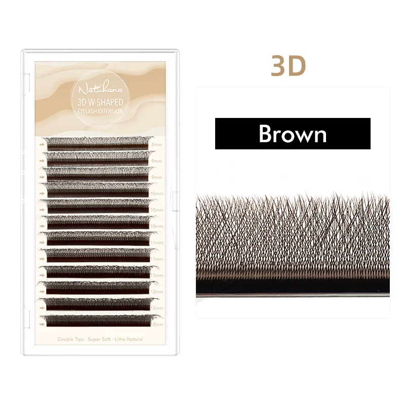 NATUHANA Brown W Lashes Shaped Bloom 2D 3D 4D 5D Automatische Blüte Vorgefertigte Fächer-Wimpernverlängerungen