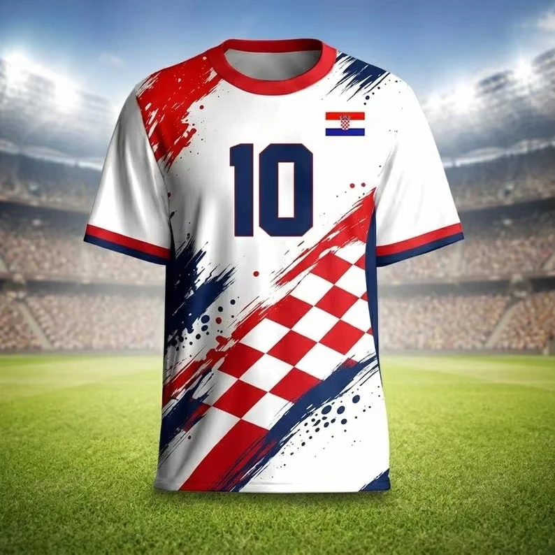 2026 Croatia fan jersey football uniform boys' girls' and adults' quick-drying and breathable sportswear fan birthday gift - view 5
