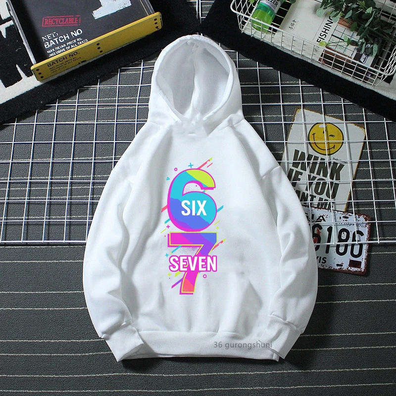 

Funny Colorful Six Seven Design Hoodie for Girls and Boys Fashion Autumn/Winter Sports Hoodie