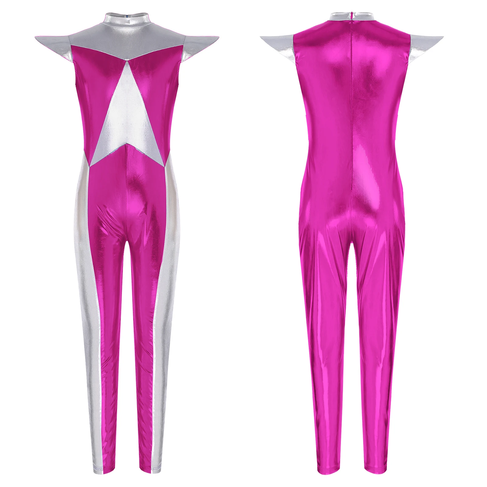 

Детский карнавальный костюм на Хэллоуин для девочек инопланетянина, блестящий металлический комбинезон с короткими рукавами и цветными блоками, тематическое праздничное нарядное платье