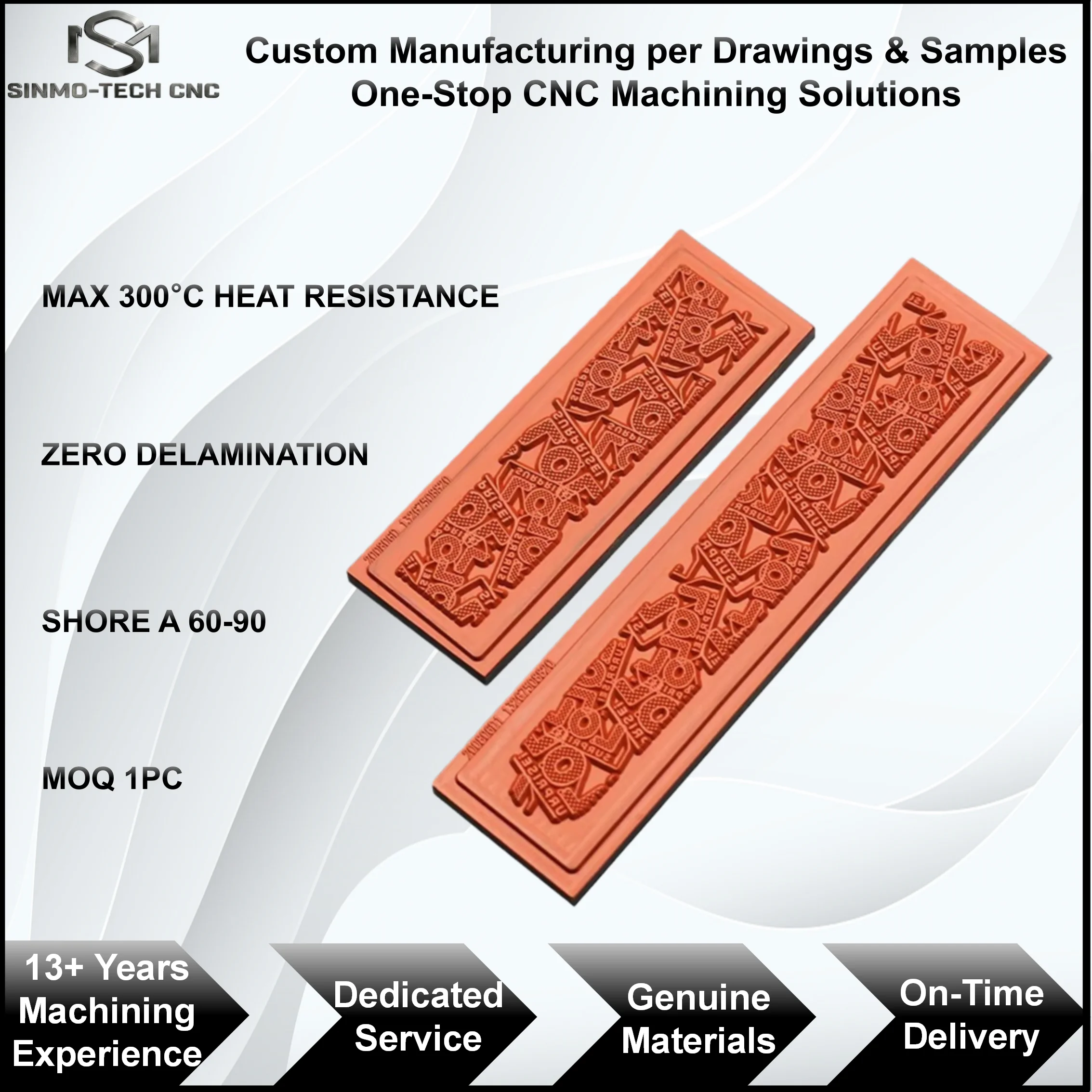 Custom Hot Stamping Silicone Rubber Plate, Precision CNC Engraved Metal Backed Silicone Sheet for Foil Stamping, MOQ 1pc