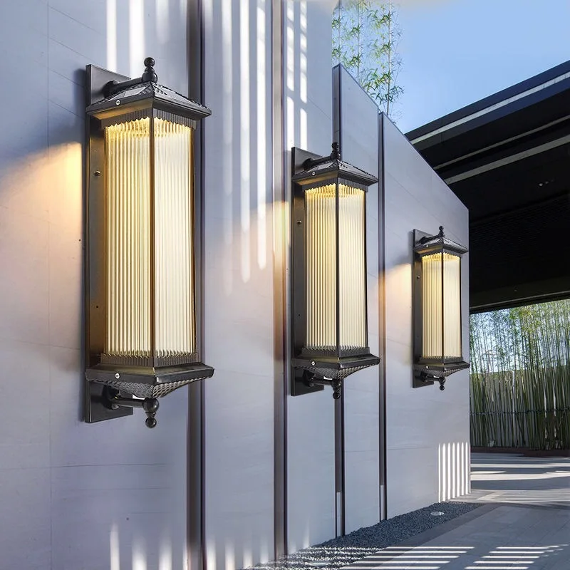 Outdoor Wall Lamp Retro Solar Door Post Lamp Chinese Waterproof Courtyard Lamp Outdoor Garden Villa Wall Gate LampS