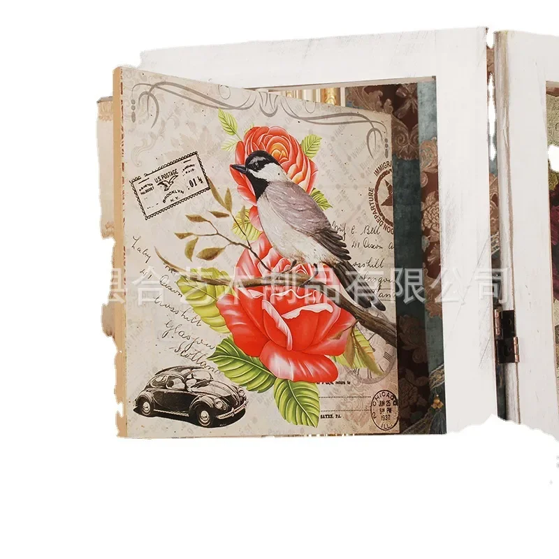 Foldable Wooden Room Divider Chinese Style Rotating Partition Screen Mobile Office Privacy Panel Antique Decor