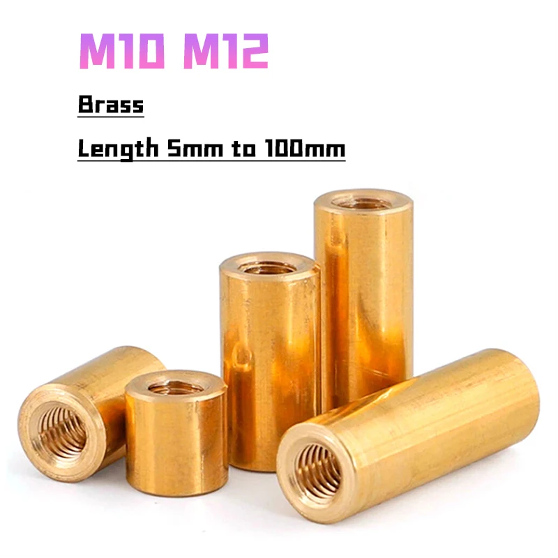 1~5pcs M6 M8 M10 M12 Threaded Sleeve Rod Bar Stud Round Connector Nut Brass Long Nuts Length 5mm To 100mm For Diy Model Parts