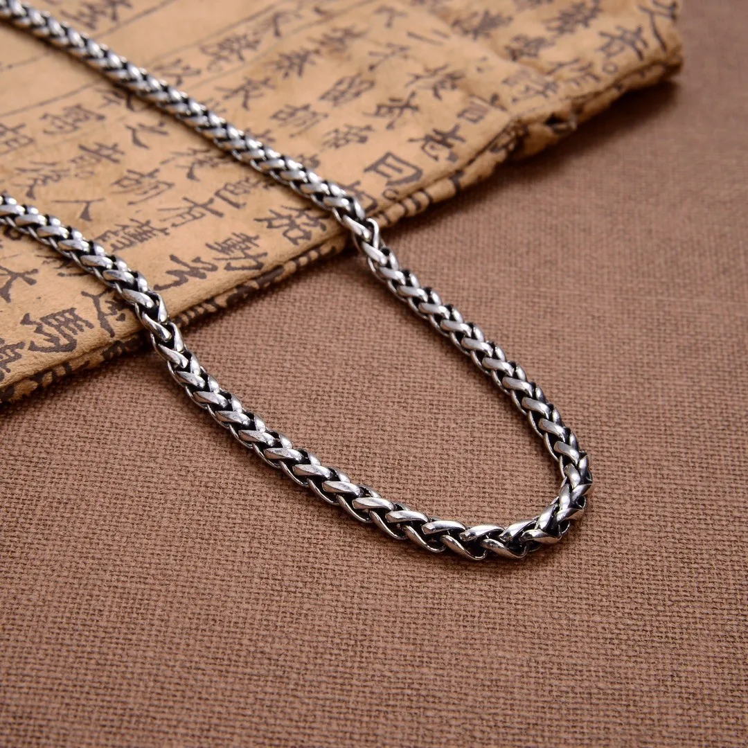 S925 sterling silver retrostylisheasiest for match 5mm hemp rope vajra six-character mantra men necklace fashion