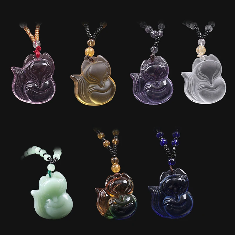 Fashion Imitation Crystal Fox Pendant Necklace Men Women Lucky Jewelry Party Accessries Gifts