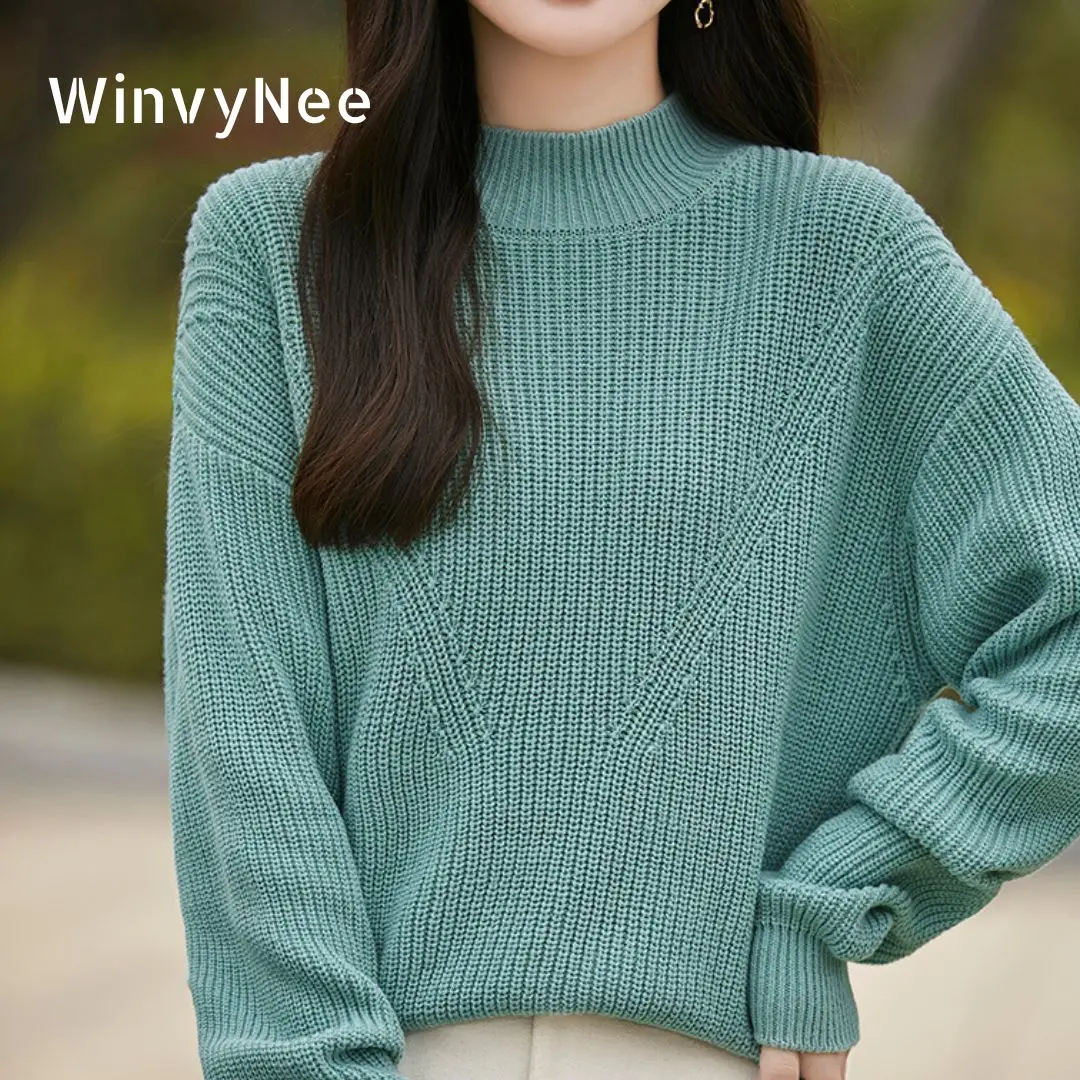 

WinvyNee Cotton Long-Sleeve O-Neck Hollow-Out Pullover Solid Casual Warm Knitwear Autumn Winter Women Tops Clothing A1572012