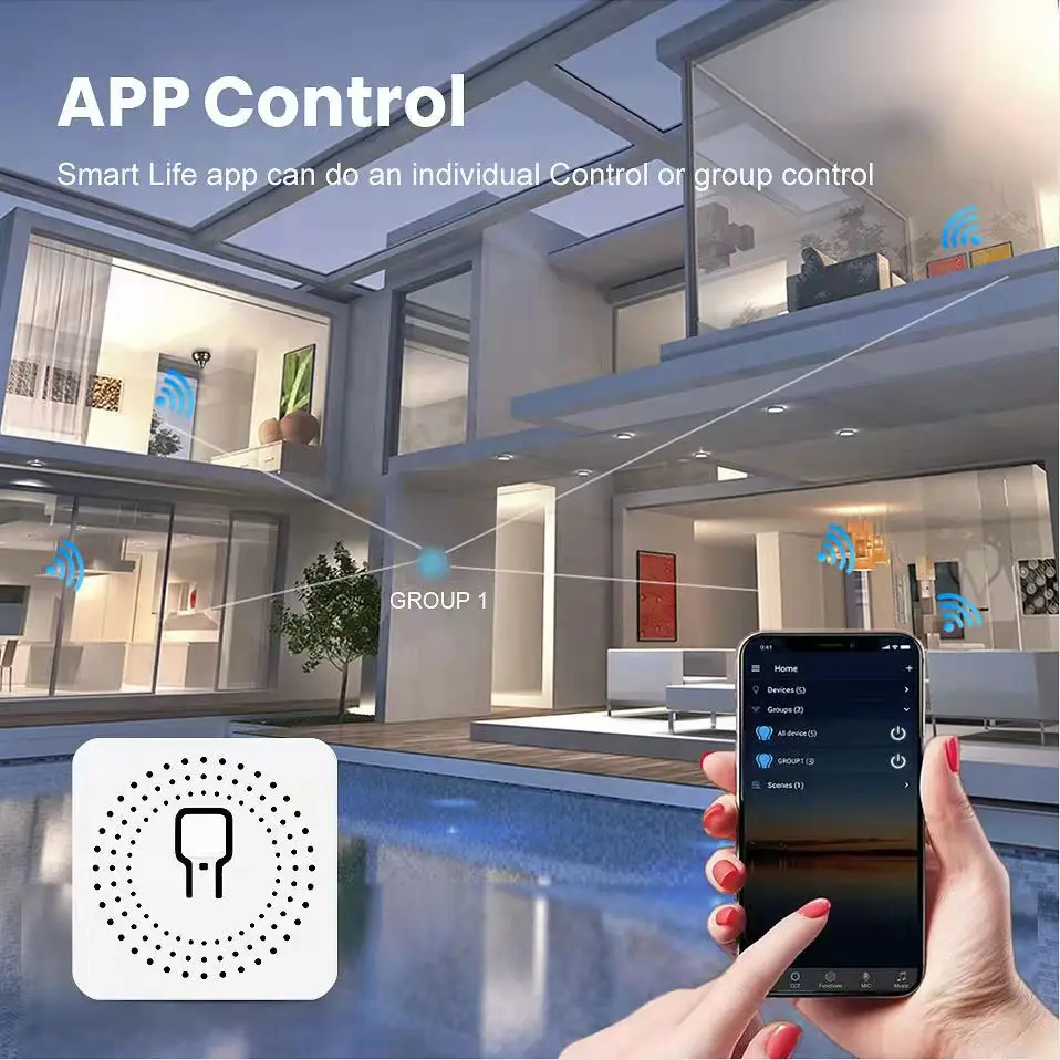 ANDELI DIY WiFi Mini Smart Light Switch 16A Two Way Control Tuya/Smartlife APP Remote Control for  Alexa Google Home Automation