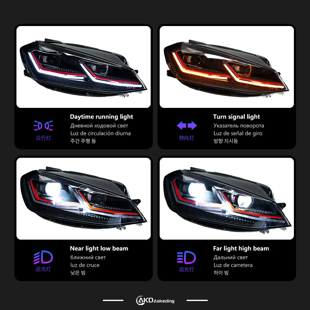 Headlight For VW Golf 7.5 2018-2020 Car автомобильные товары LED DRL Hella 5 Xenon Lens Hid H7 Golf 7 golf 7.5 Car Accessories