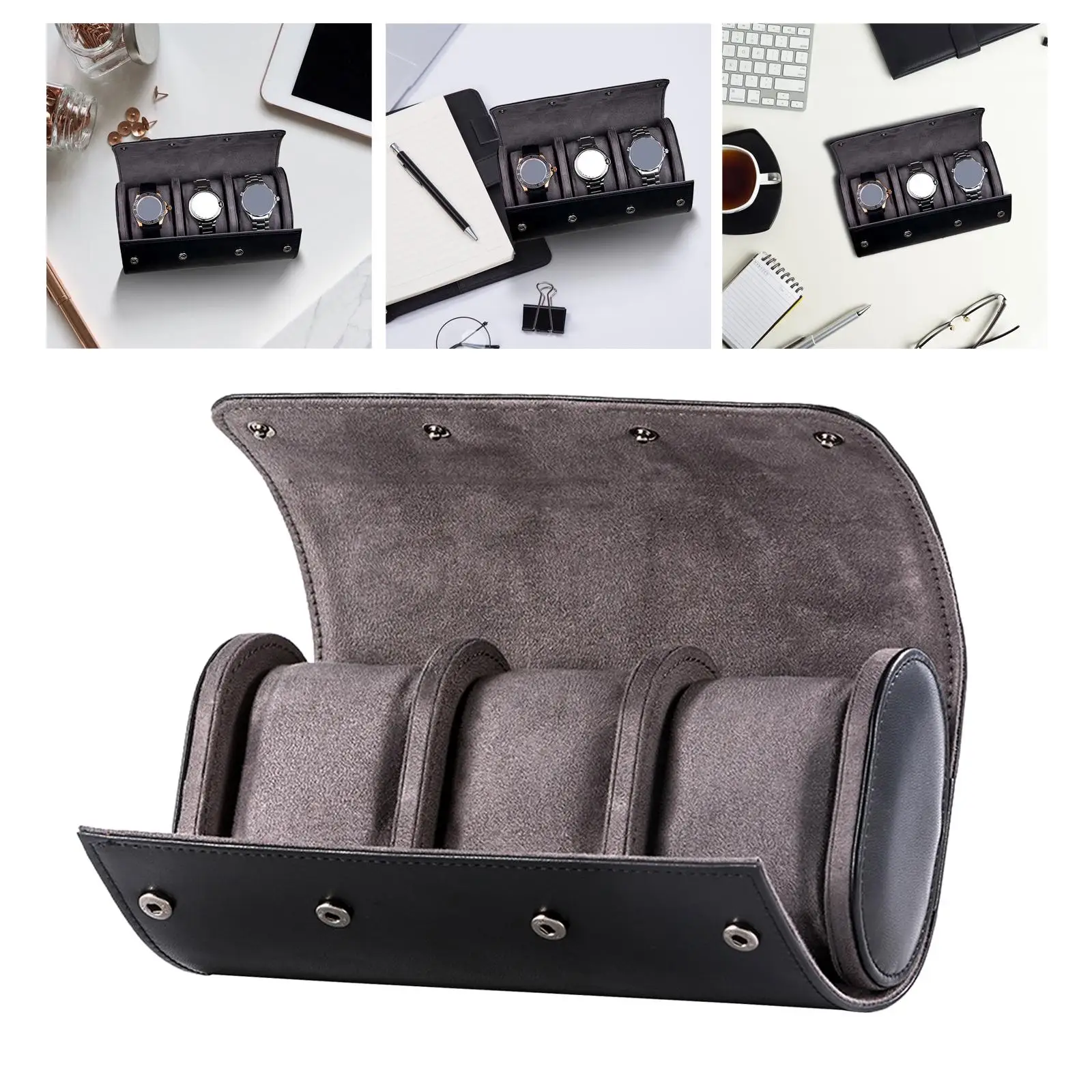 

Чехол Портативный органайзер из искусственной кожи Витрина для браслета, ювелирных изделий, ожерелья, черный