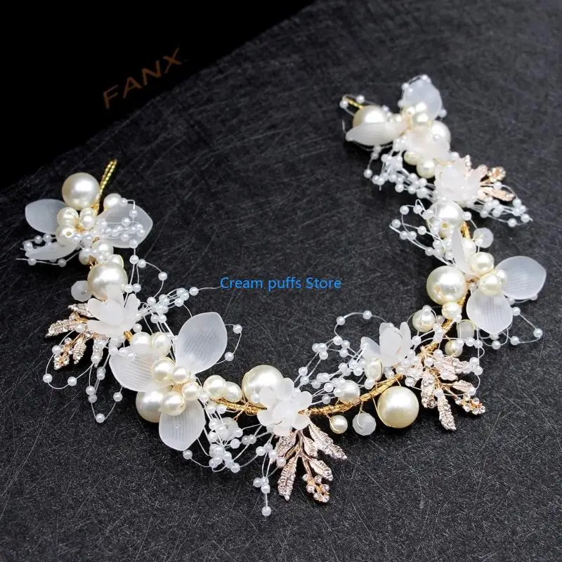 50LE Women Sparkling Pearls Hairband Tiaras Pageants Proms Club Headwear