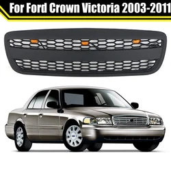 Other Accessories ABS Car Grille With Light Fits For Ford Crown Victoria 2003-2011 Modified Front Bumper Grill Grills Upper Grid