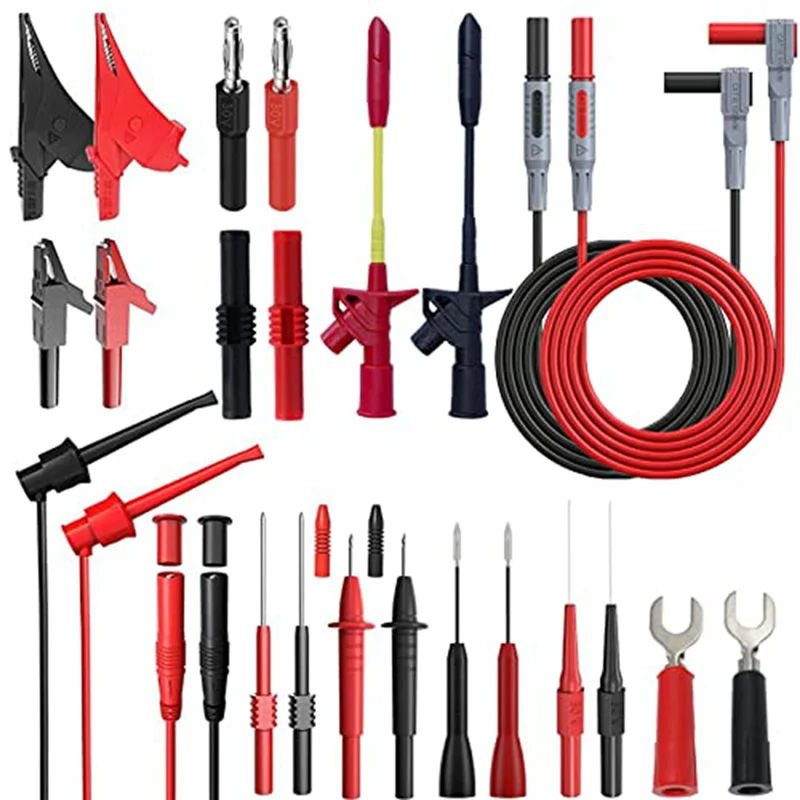 

24 Pcs Multimeter Test Leads Set with Alligator Clips, Insulation Piercing Test Clip and Test Probes 1000V 10A CAT III