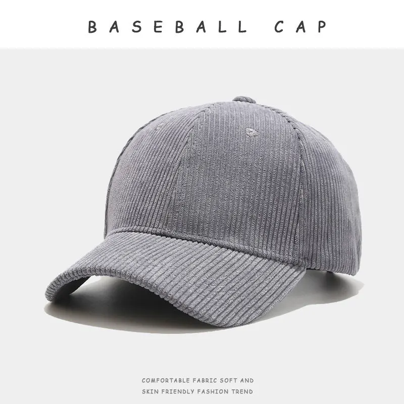 New Fall Winter Trendy High-quality Corduroy Cap Women Wide-brimmed Face-covering Youth Baseball Cap Street Sport Men Hiphop Cap