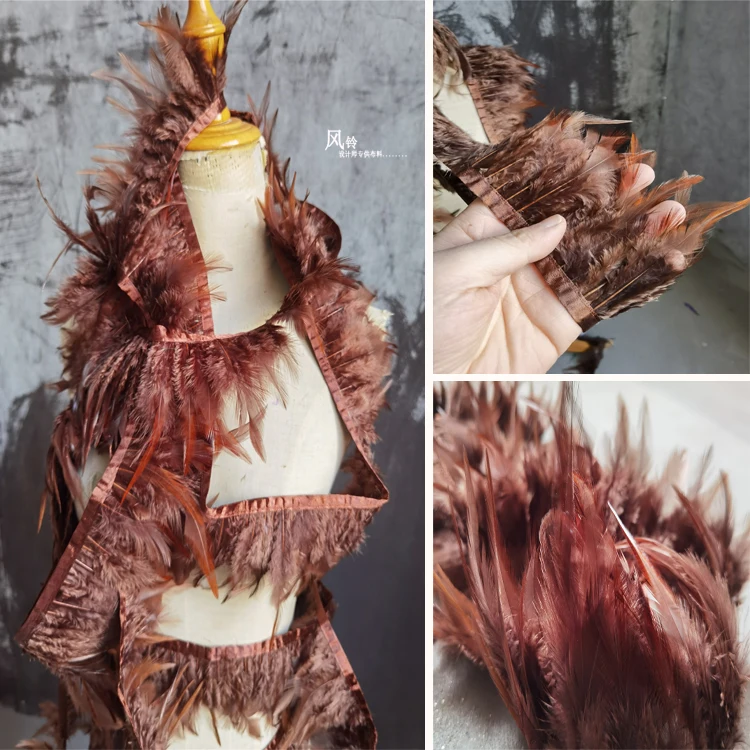 

Chicken Feather Lace Coffee DIY Collar Stage clothing Wedding Decorations Design Fashion Art Creative Clothes Designer Materials