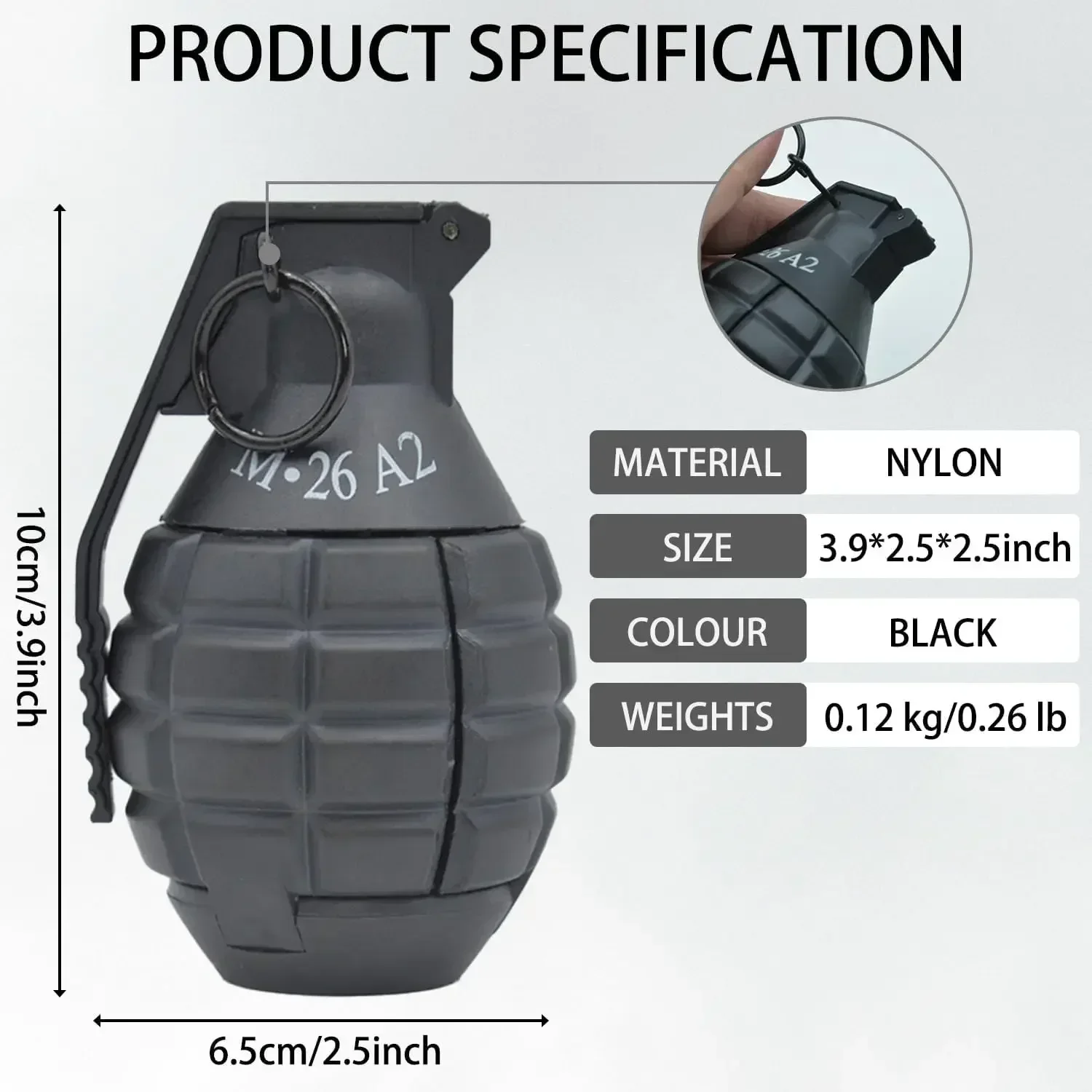 M26A2 Airsoft Granata Toys1/ 3 pezzi Granata tattica Gioco di battaglia in plastica Giocattolo Granate a mano Tirare l'anello Giocattoli Gioco di ruolo Modello Prop