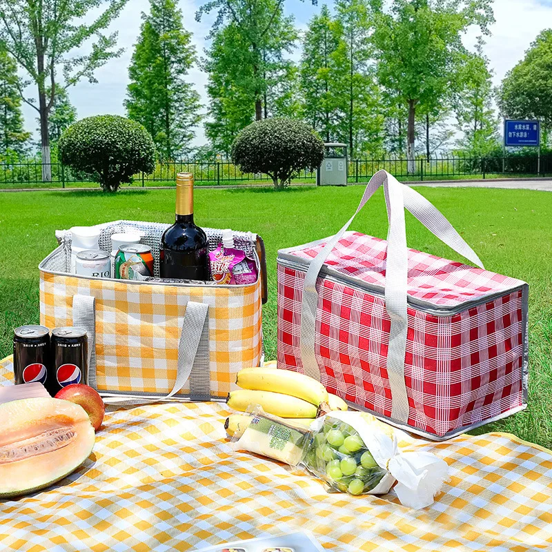 Picnic Thermal Insulated Bag for Food Beer Outdoor Thickened Aluminum Film Cooler Bags Camping Handbag Waterproof Lunch Box