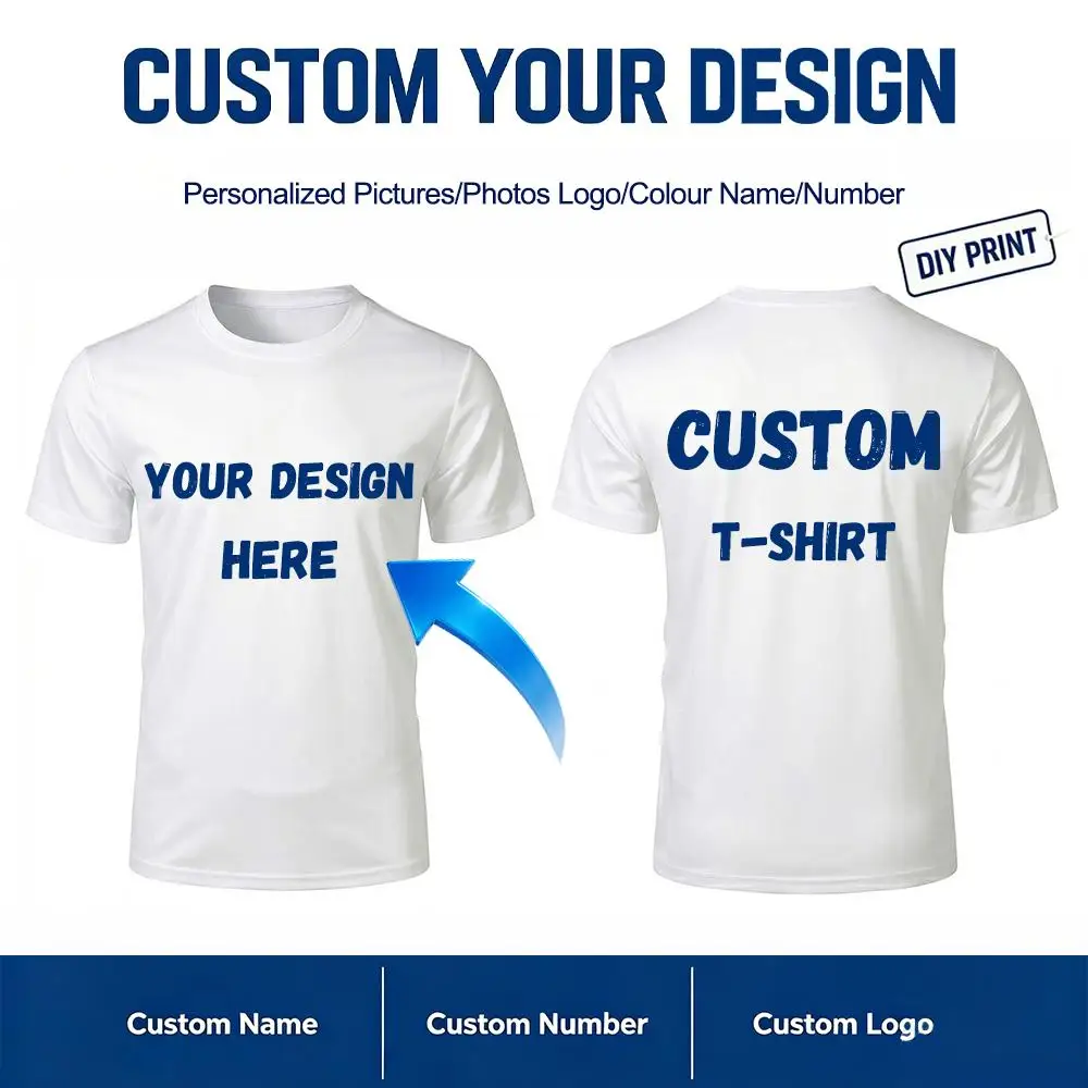 Personalized DIY Logo Name Custom T-shirt Quick-drying Breathable Sports Jersey Men Women Fashion Print Customized Tees Gifts