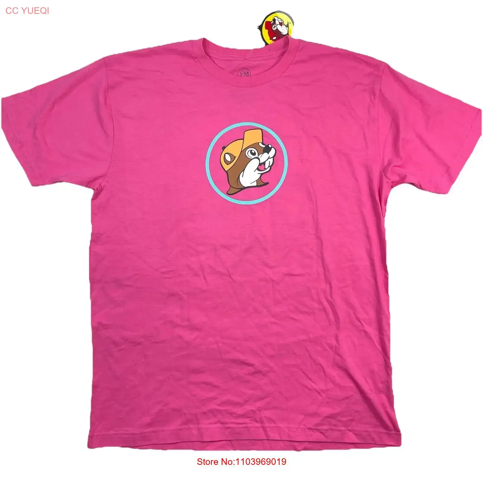 Camiseta rosa para hombre talla L con estampado vintage lavado de Buc ee's Floats Well With Otters Texas River Tubing, transpirable, elástica y a la moda.