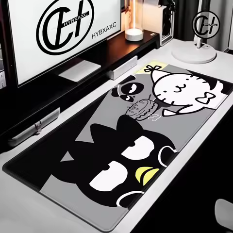 Kawaii Black Penguin Mouse Pad PC Anime Bad Badtz Maru Keyboard Rug Laptop Sanrio Gaming Accessories Mousepad 1000x500 Desk Mat