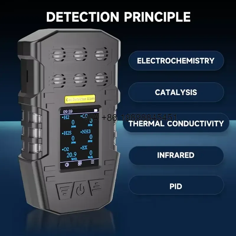 Wmwmnu for Biogas Analyser 6 in 1 CH4 CO2 H2S Pump Portable Biogas Analyzer Portable Multi Gas Detector Price
