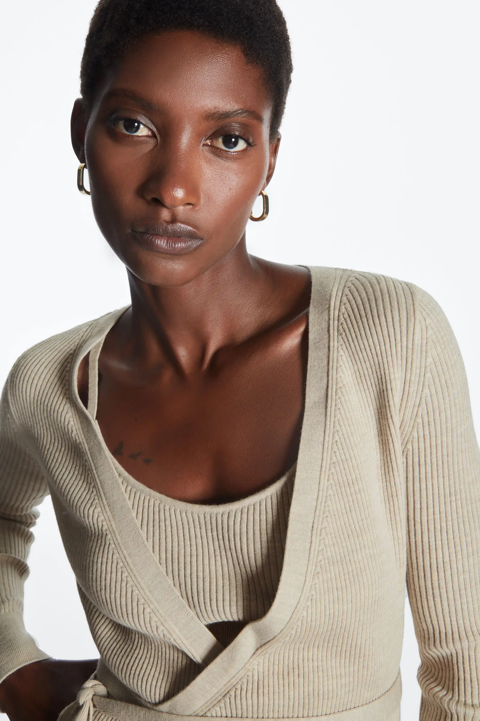 

Ethereal YAZHIMEI 2025 spring new style of Women's casual wool blend tie wrap cardigan