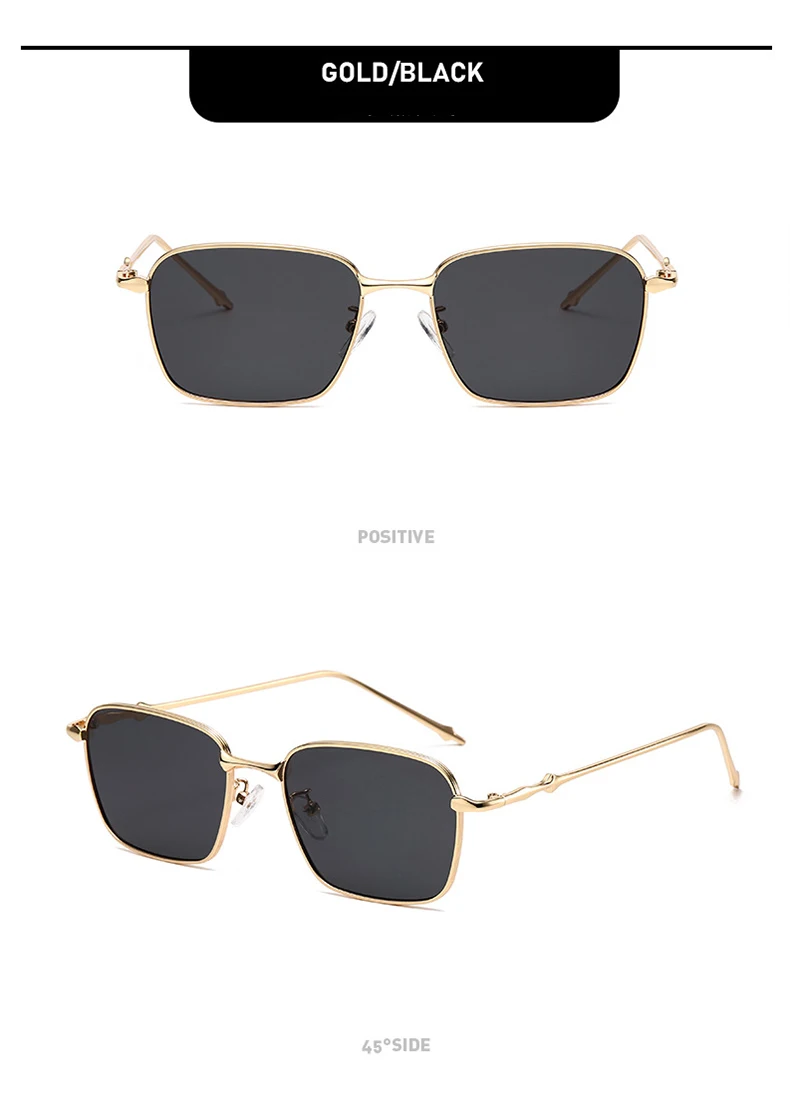 Raffinierte Sonnenbrille im reifen Stil mit dünnem Metallrahmen, quadratischem Design und Gesichtsverschlankung für einen trendigen, vielseitigen Stil 2184 – Detail 10
