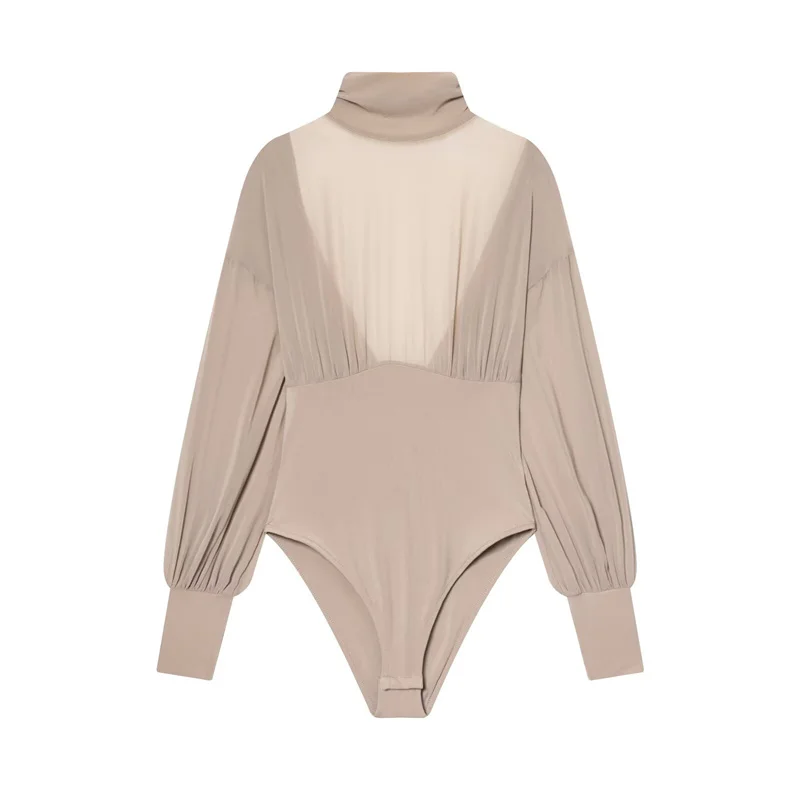 

Women's Jumpsuit 2025 Winter New Style Khaki Long-Sleeve Semi-Sheer Sexy Backless Jumpsuit Stylish and Elegant