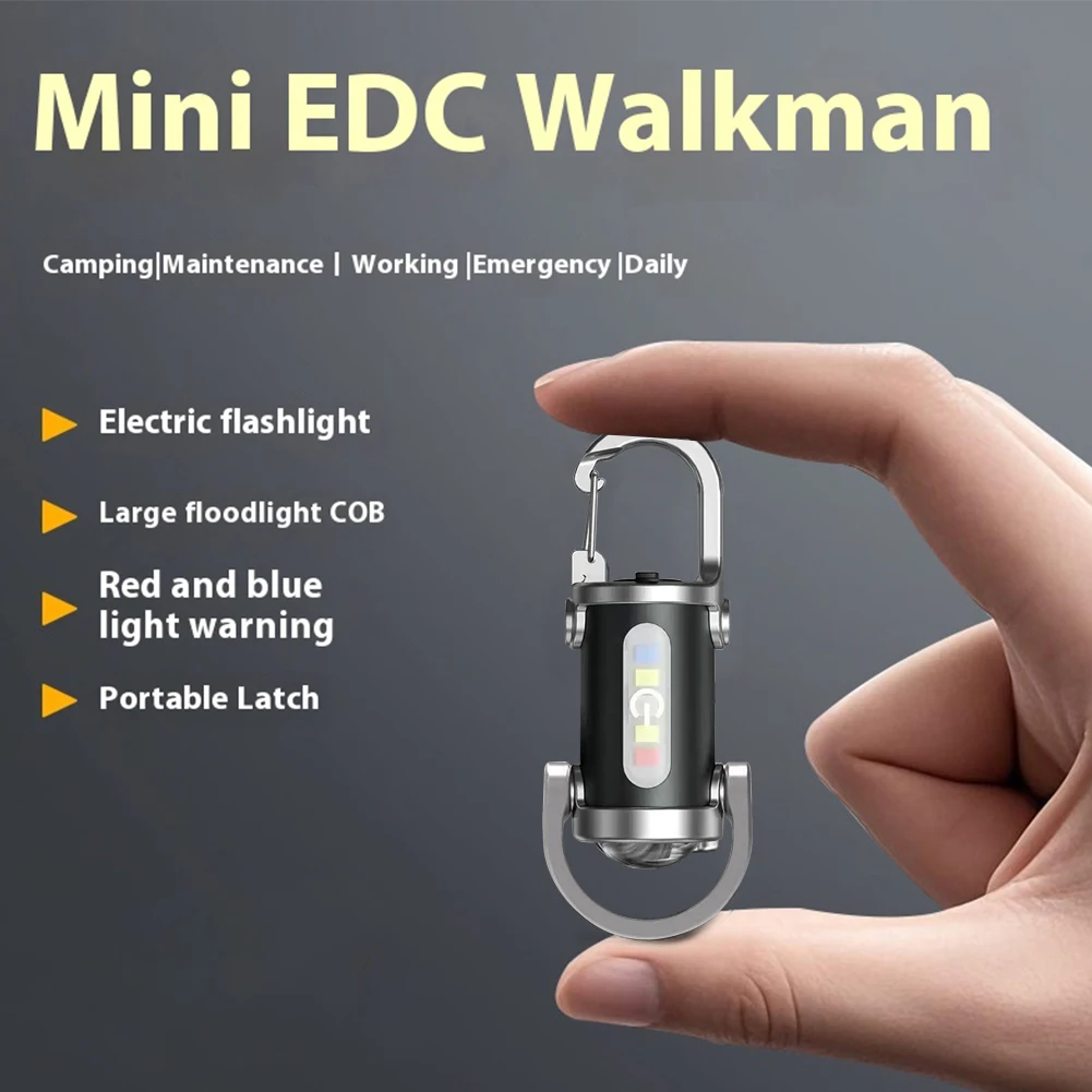 1200LM Super Bright Mini Keyring Torch LED Rechargeable Key Ring Torch for Outdoor Camping