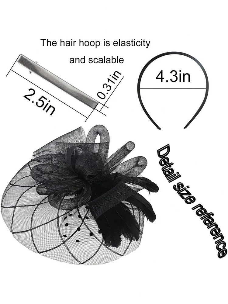 1pc Fascinator Hat Tea Party Headband With Faux Feather Kentucky Derby Hat Horse Racing Flower Hat Hairband Headpiece Headwear