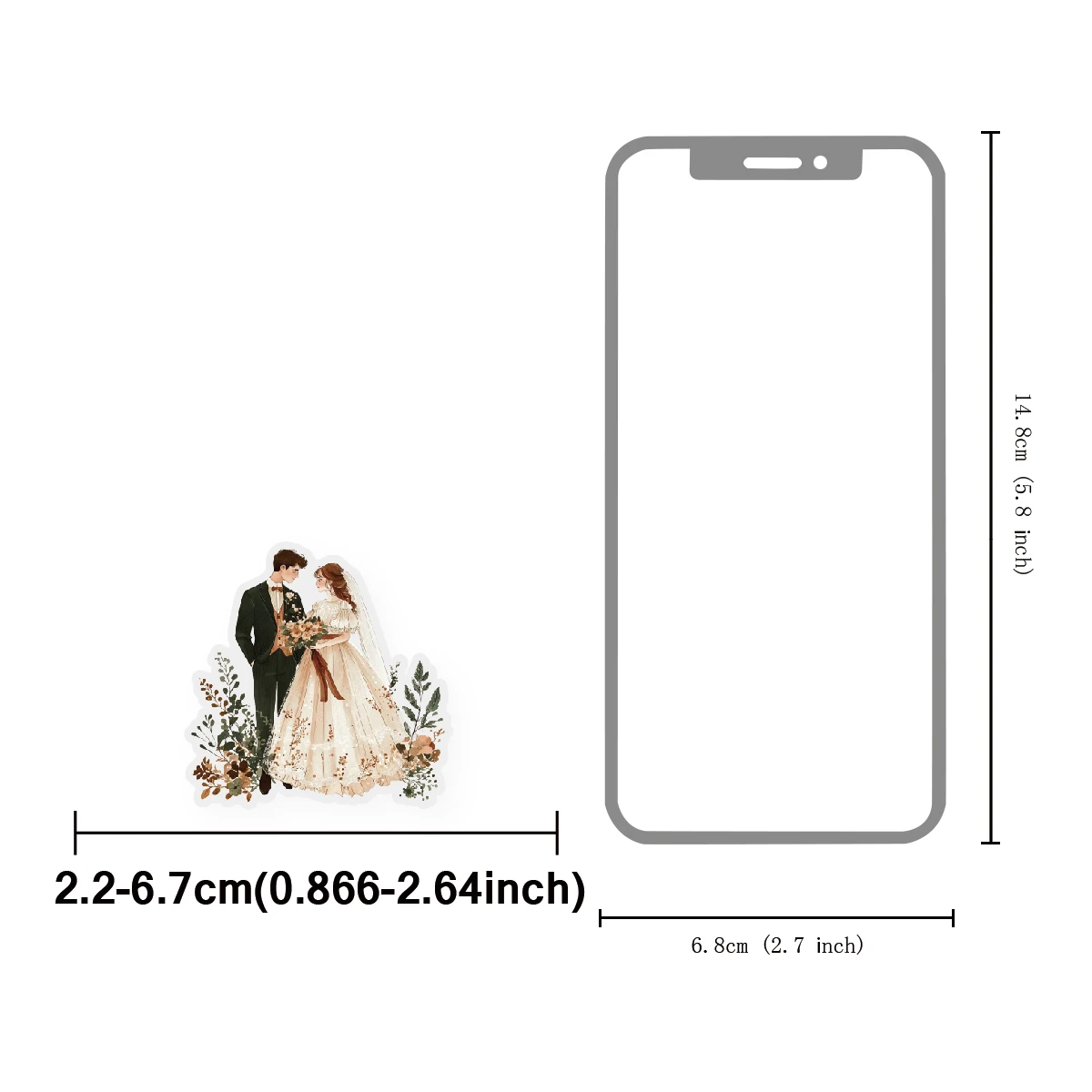 Etori Life 15Pcs Eternal Wedding Scene Stickers, Gentle Atmosphere Scrapbooking Materials for Laptops, Phone Stickers, Suitcases, Photo Albums, Scrapbooking Supplies, DIY Crafts, Student Gift Bags, Card Making, Gift Box Packaging, Children's Stationery Stickers, Valentine's Day Stickers, Cycling Decals
