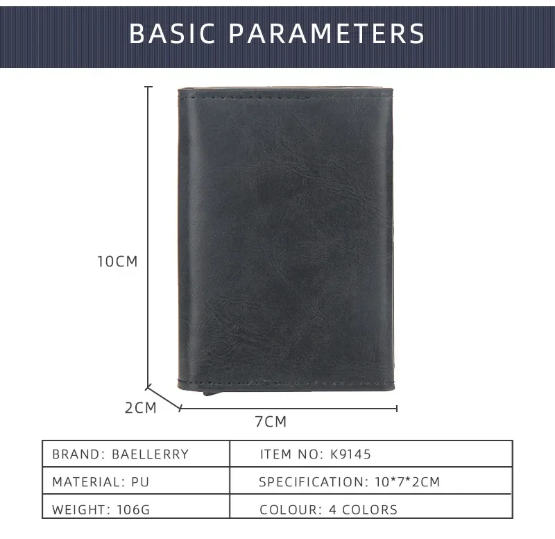 Magnetische RFID-blockierende Kreditkarteninhaber Männer Brieftaschen Anti-Diebstahl Aluminium Metall Pu Leder Kleine Pop-Up Brieftasche Karteninhaber Fall – Detail 5