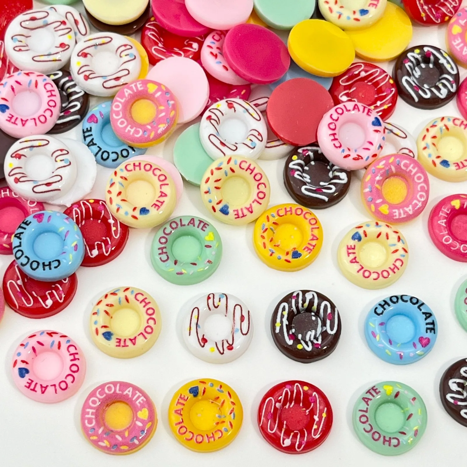 50PCS Gashapon Resin DIY Artificial Flowers Kawaii Accessories Nail Art Charms 3D Bear-shaped cream cookies Nail art accessories