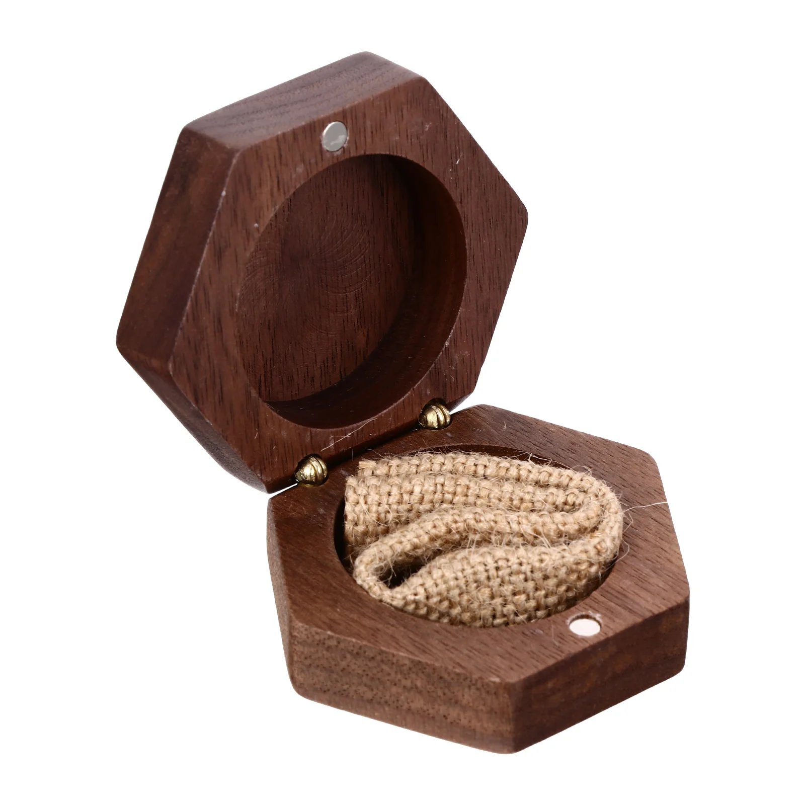 

Wooden Jewelry Box Hexagonal Shape Ring Storage Display Tray Vintage Style Practical Organizer Gift Packaging Tool