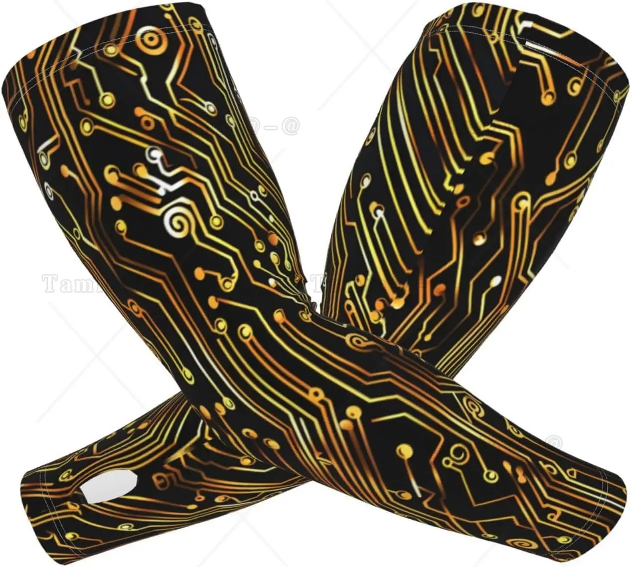 Circuit Board  Premium Cooling UV Protection Arm Sleeves  Breathable Ice Silk Fabric with Anti-Slip Design for Outdoor Sports
