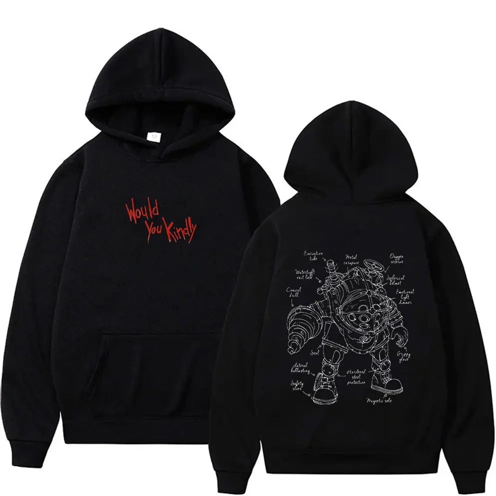 

Classic Shooting Game Bioshock Vintage Graphic Hoodie Men Women Hip Hop Oversized Hooded Tracksuit Men's Gothic Rock Streetwear