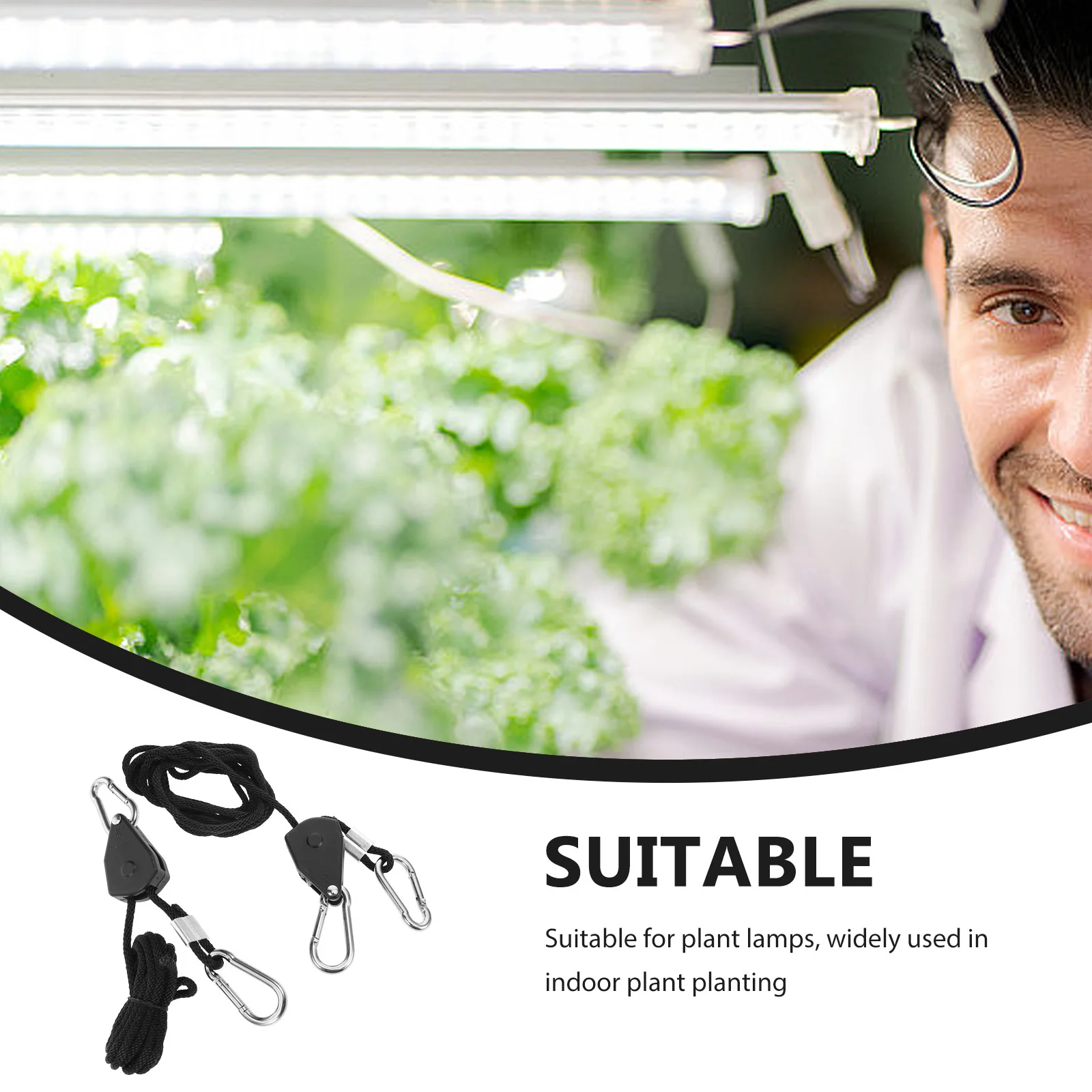 1 Pair Heavy Duty Rope Hanger For Grow Light Adjustable Metal Gears Ratchets Locking Pulley Braided Polypropylene Clip Hanger