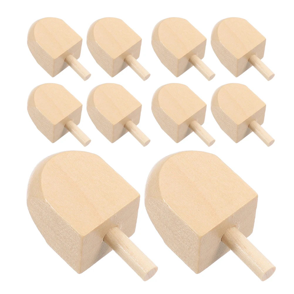 

10 pcs Wooden Spinning Tops Blank Dreidels Hanukkah DIY Unpainted Toys Decorations Bulk Pack Fun Activities