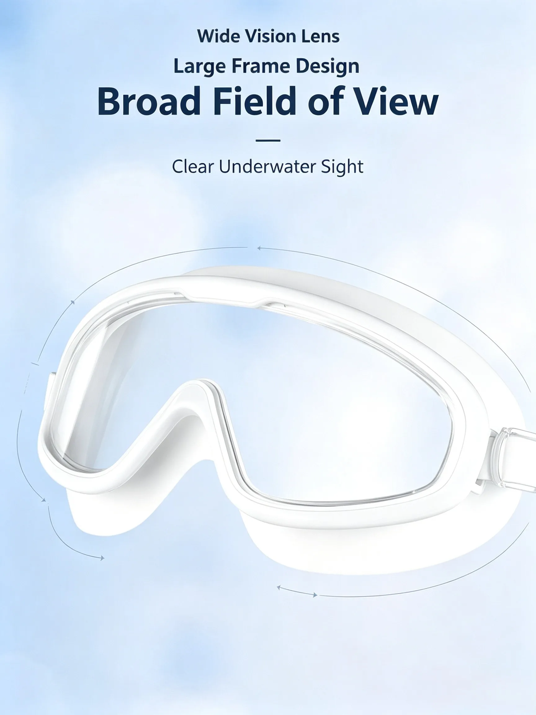 Adult Large Frame Swimming Goggles Anti Fog UV Protection Myopia Clear Mirrored Lens Silicone Swim Glasses Built‑in Earplugs