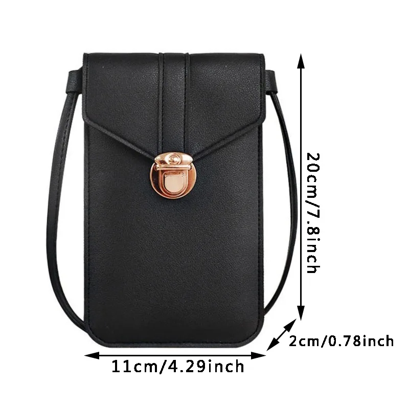 Fashion Touch Screen Women Cell Phone Bag Shoulder Transparent Card Holders Girl Handbag Ladies PU Leather Clutch Wallets Purse