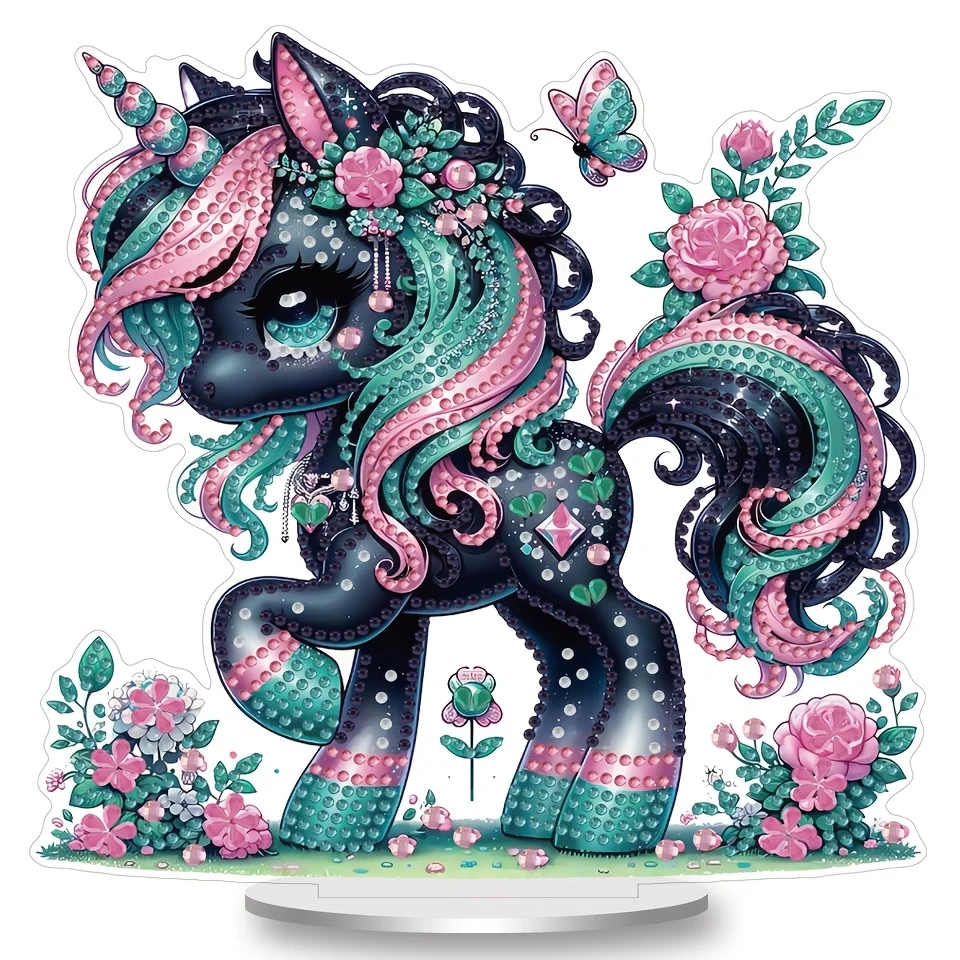 

Cute Unicorn Catoon Animal 5d diy Mosaic Acrylic Ornaments Partial Diamond Art Special Shaped Crystal Craft Desktop Decor