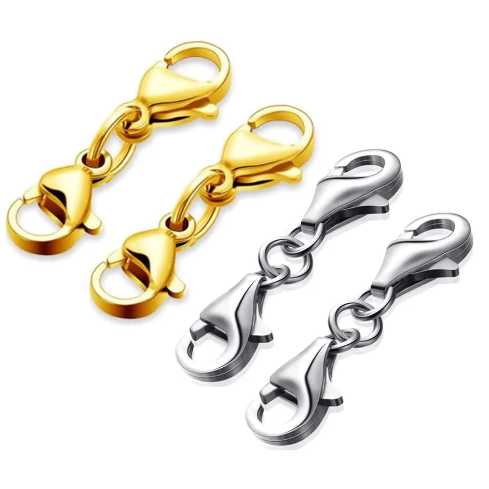 Fermoir à Double Bouton en Acier Inoxydable, Crochets Correcteurs, Connecteur d'Accessoires pour Bijoux, Bracelet, Collier, Bricolage, 5 Pièces