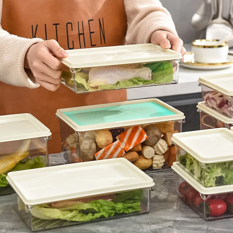 storage box plastic, transparent food grade seal, fresh-keeping box kitchen, sorting artifact fruit, vegetable freezer box