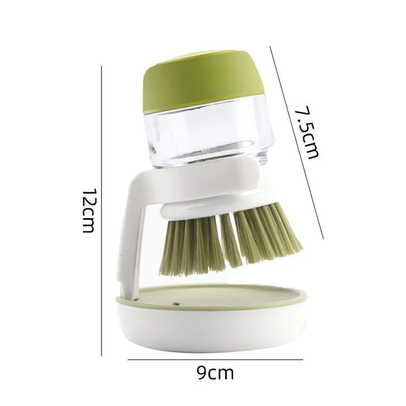 Dish Brush With Soap Dispenser Palm Brush Dish washing Kitchen Scrub Brushes With Holder Drip Tray