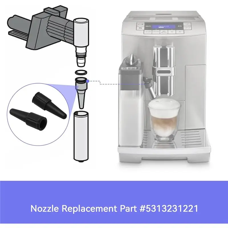 AC23-2 PCS 5313231221 Steam Nozzle Replacement For Delonghi, Milk Frother Lower Tube Replacement Part
