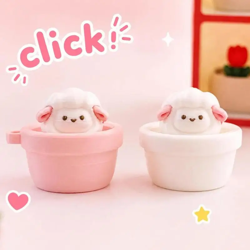 Finger Button Clicker Fidget Keychain Soft Slow Rebound Anti-Stress Clicking Pressure Relief Funny Cartoon Animal