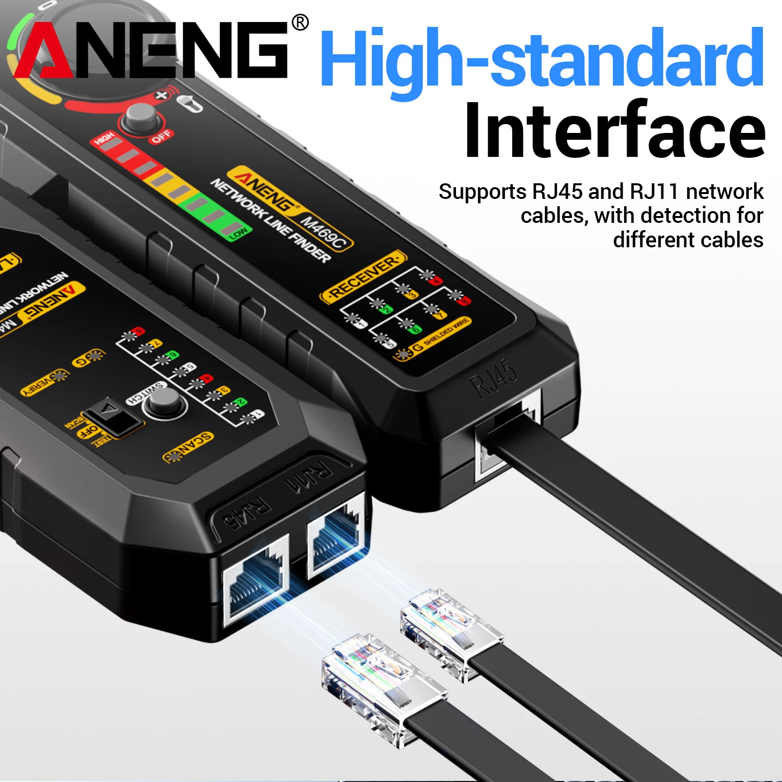 ANENG M469C Multifunctional Network Cable Finder RJ45 RJ11 Tester Telephone Power Cable Tracer Open Short Circuit Test Tool view 5