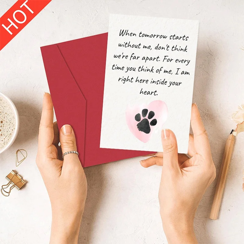

Pet Memorial Greeting Card, Sympathy Card for Loss of Dog Cat, When Tomorrow Starts Without Me Pet Bereavement Card