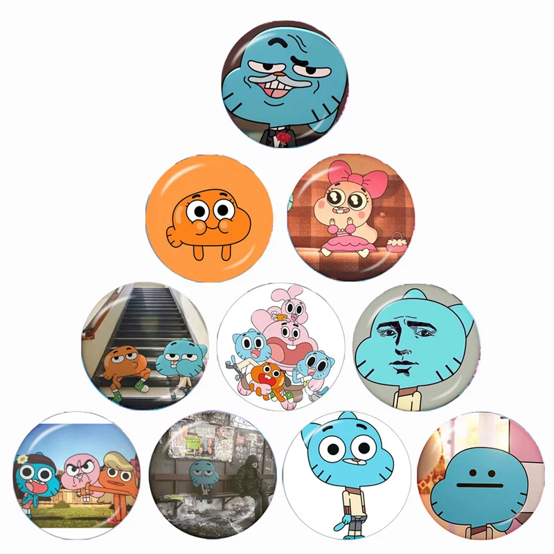 Cartoon World Gumball 10Pcs 12mm/14mm/16mm/18mm/20mm/25mm/30mm Round Photo Glass Cabochon Demo Flat Back Making Finding